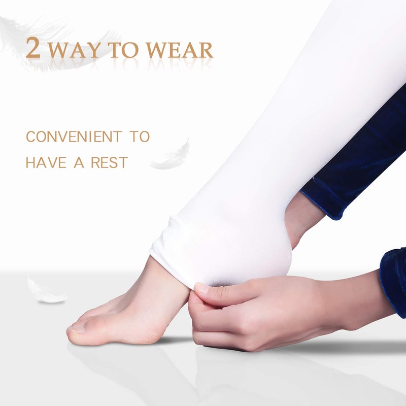 HETH Ballet Tights for Girls - Ultra Soft Dance Tights Convertible White Tight (Toddler/Kids,X-Large,2pcs) - Image 3